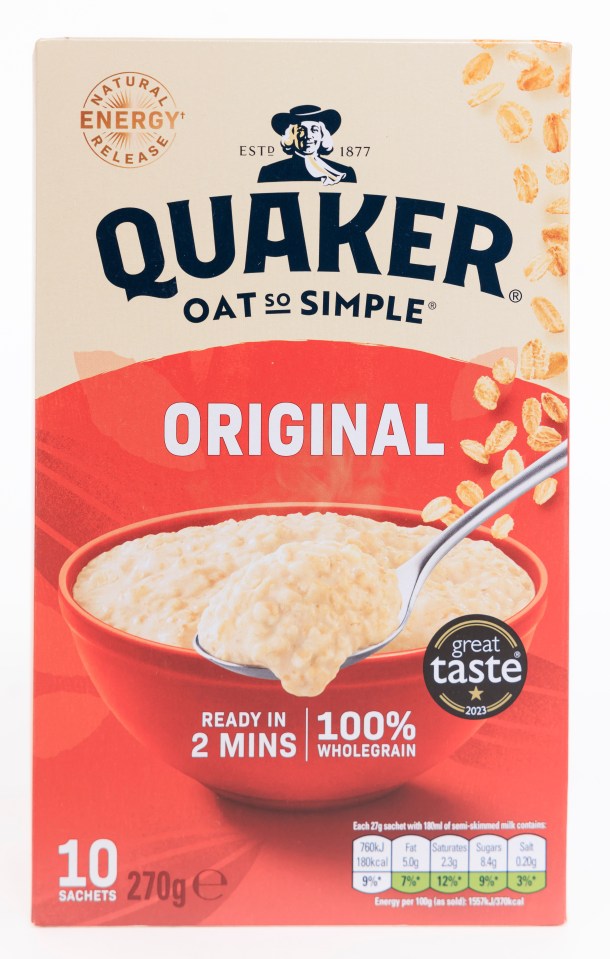 Box of Quaker Oat So Simple Original porridge.