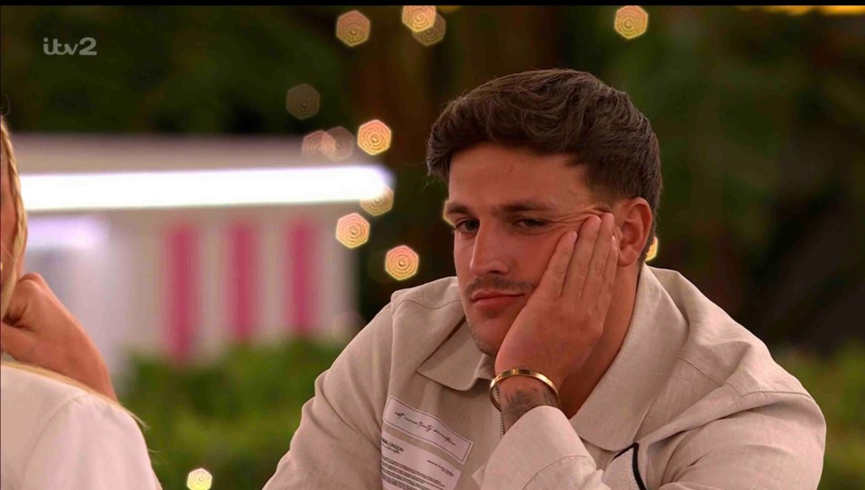 Luca Bish from ITV2's Love Island All Stars looking pensive.