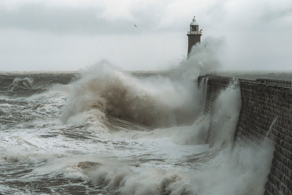 Huge waves crash at Tynemouth in the North East