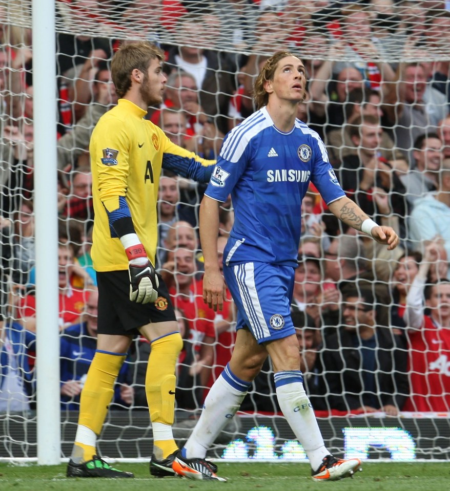 Fernando Torres of Chelsea looking dejected after missing a goal.