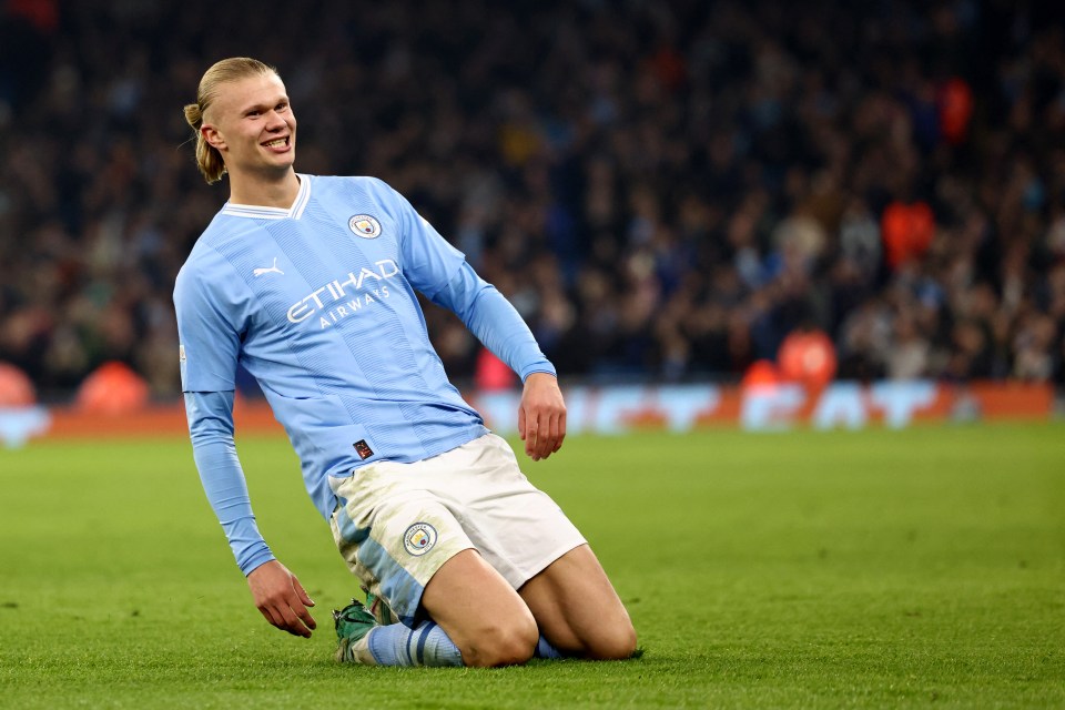 Erling Haaland celebrating a goal.