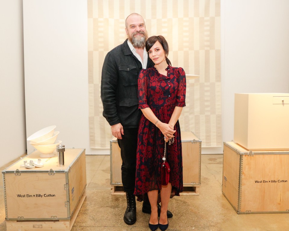 David Harbour and Lily Allen at a West Elm x Billy Cotton dinner party.