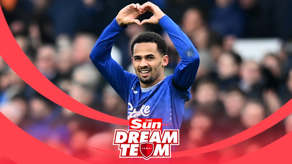 Soccer player making a heart shape with his hands; Dream Team logo.