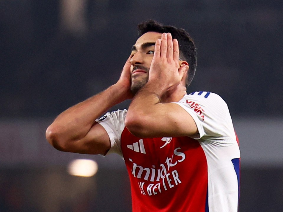 Mikel Merino reacting during a soccer match.