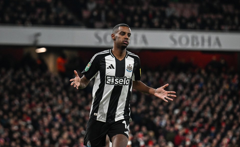 Alexander Isak of Newcastle United celebrates scoring a goal.