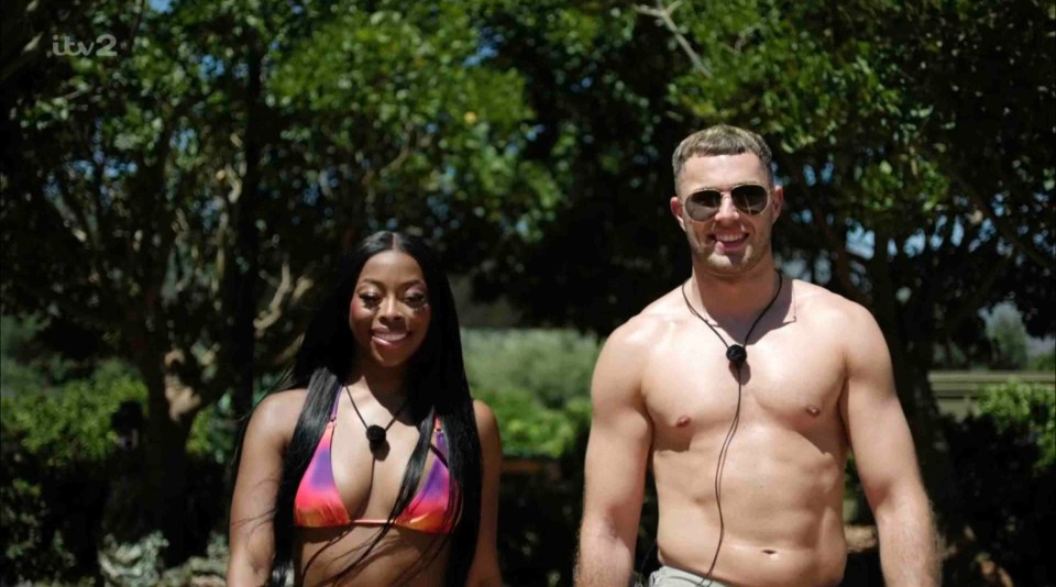 Catherine Agbaje and Curtis Pritchard at the Love Island villa.