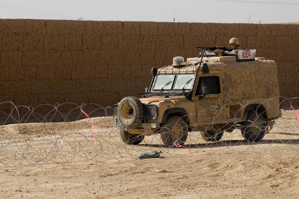 British Land Rover patrol vehicle in Lashkar Gar, Afghanistan.