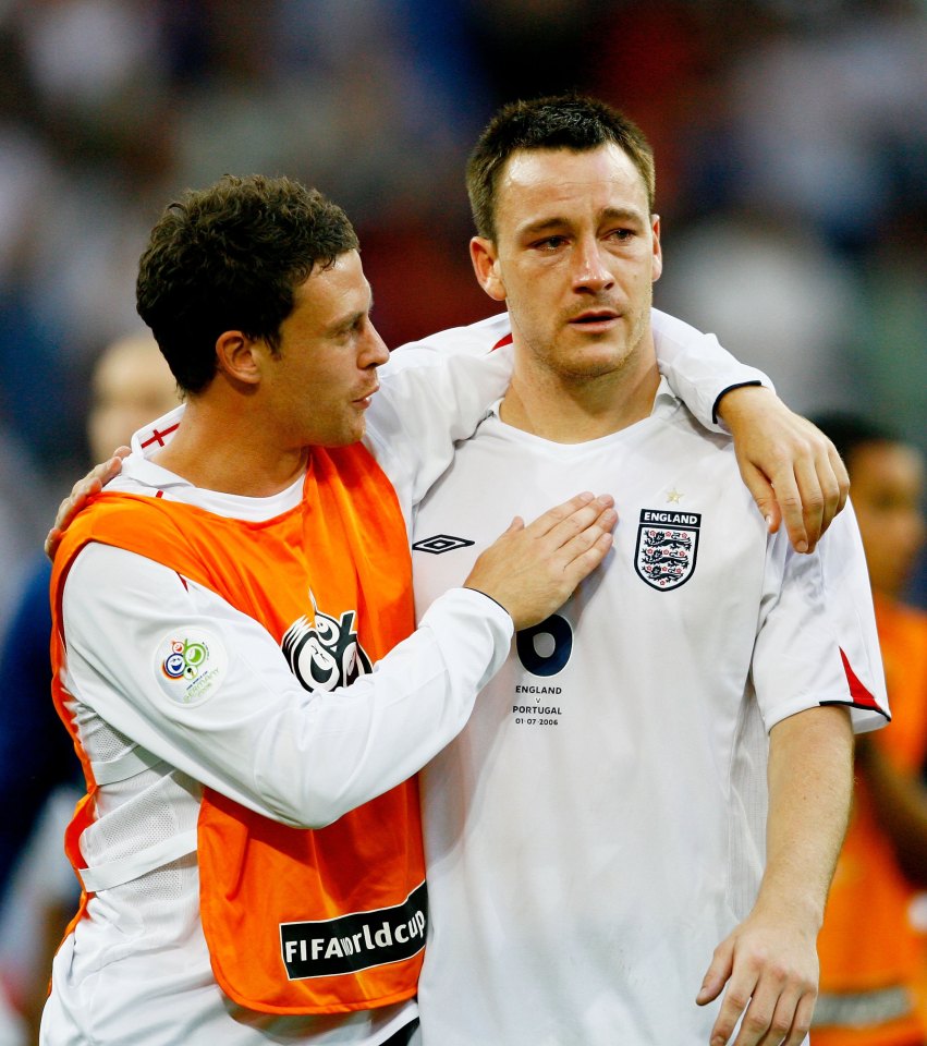 Wayne Bridge consoling John Terry after England's World Cup loss to Portugal.