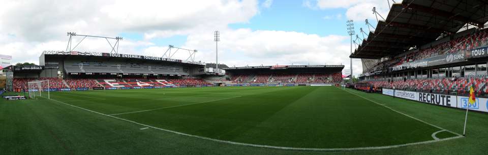 Roudourou stadium soccer field in Guingamp, France.