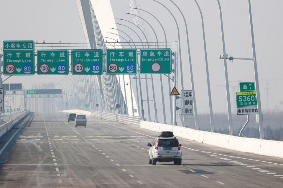 the Beijing-Xiong’an Expressway was deserted, pictured here in December 2023