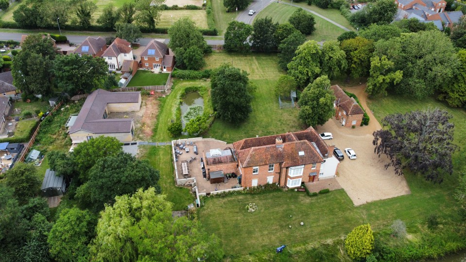 Aerial view of Captain Tom Moore's daughters' home in Bedfordshire.