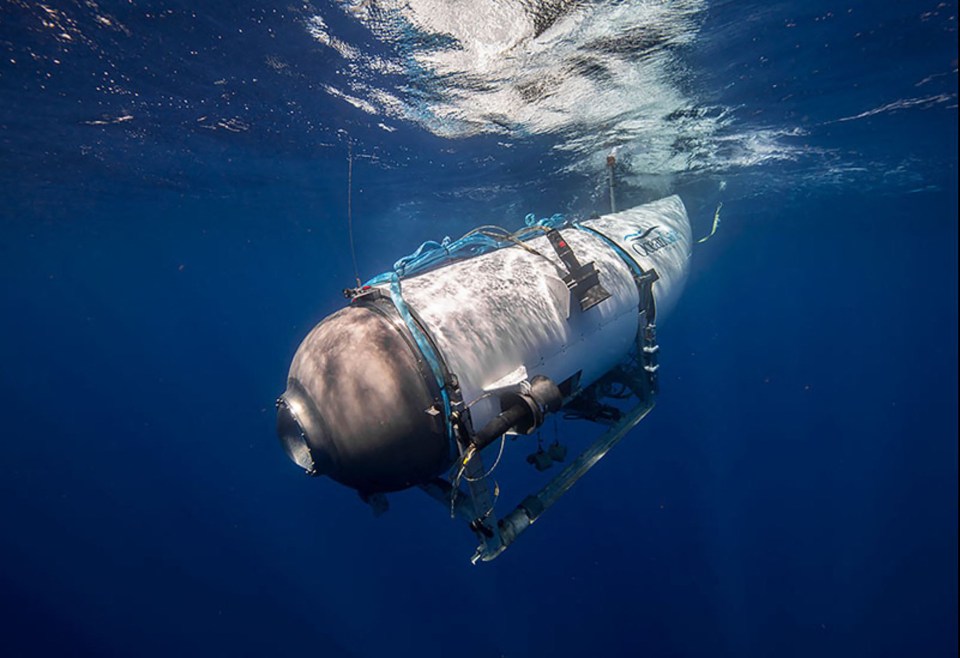 The Titan submersible descending underwater.