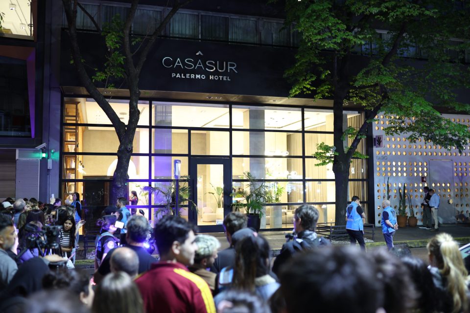 Police and firefighters outside the CasaSur Palermo Hotel in Buenos Aires following the death of Liam Payne.