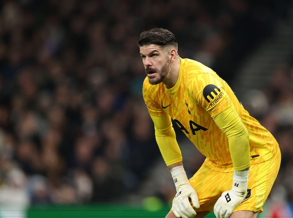 Fraser Forster of Tottenham Hotspur during a Premier League match.