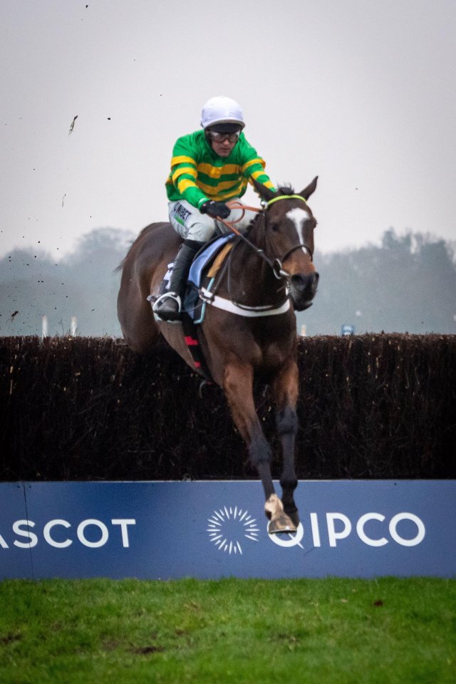 Jockey Nico de Boinville on Jonbon winning the Clarence House Steeple Chase at Ascot.