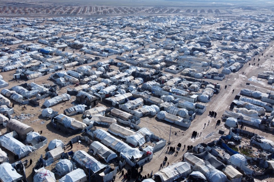 Aerial view of al-Hol camp in Syria.