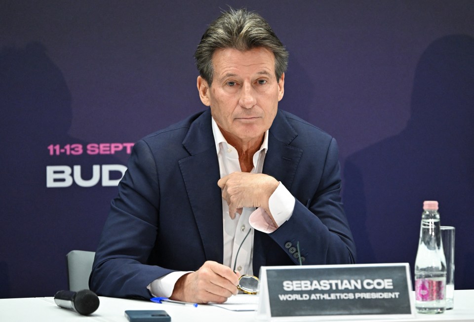 Sebastian Coe, World Athletics President, at a press conference.