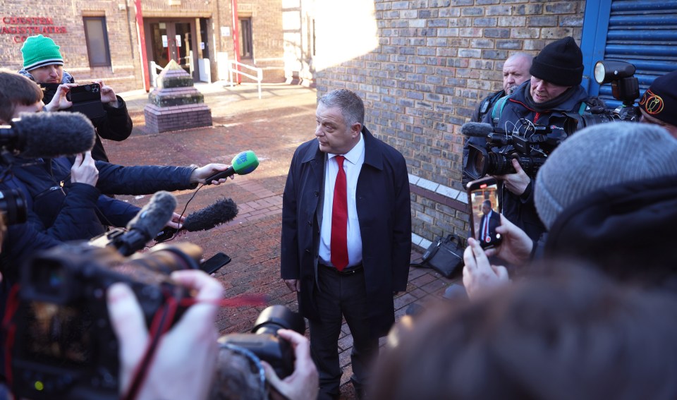 Suspended MP Mike Amesbury giving an interview to the press.