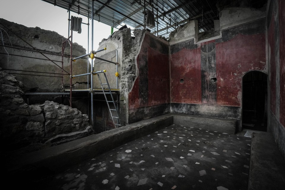 Excavated spa complex in Pompeii.