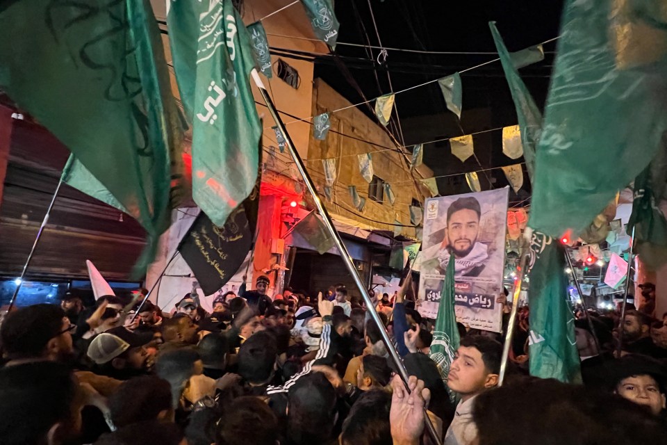 People celebrating a ceasefire in Gaza in Paris.