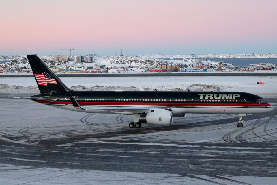 Donald Trump Jr.'s plane in Nuuk, Greenland.