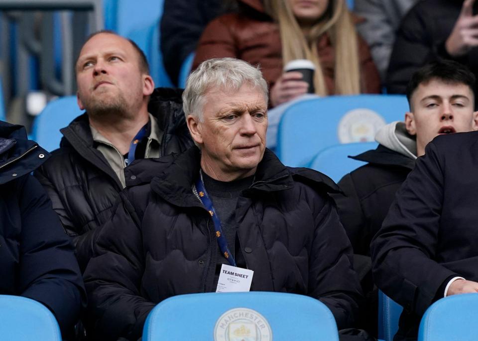 David Moyes watched on from the stands as his former side lost 4-1 to Man City on Saturday