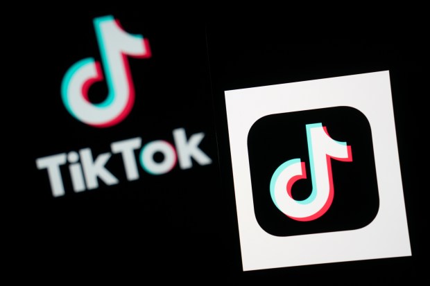 TikTok logo on a screen.