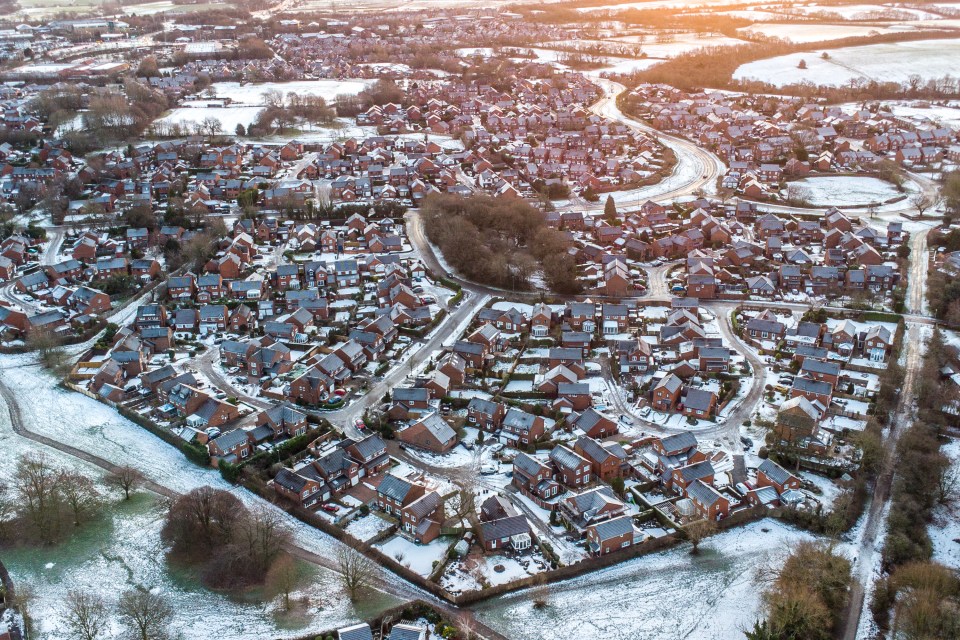 Frozen houses this morning in Leeds, Yorkshire, where temperatures have dropped