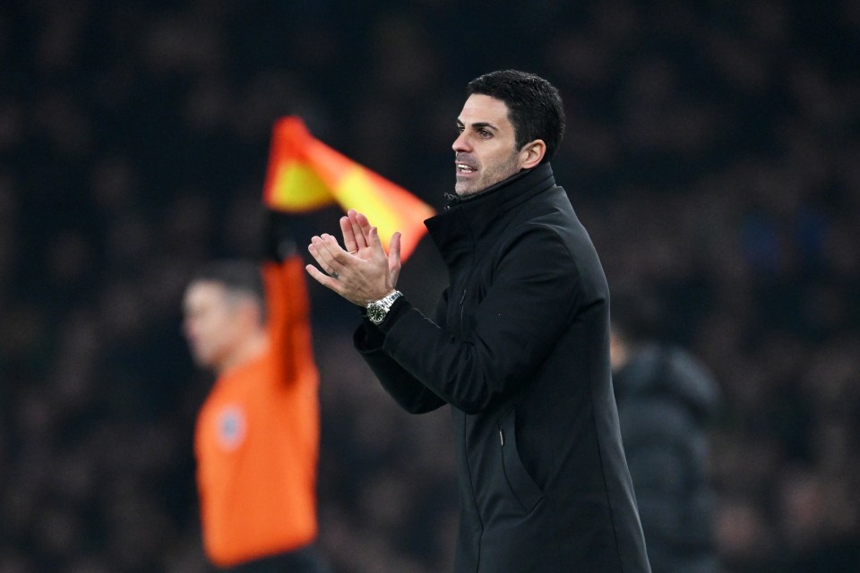 Mikel Arteta, Arsenal manager, applauding during a match.