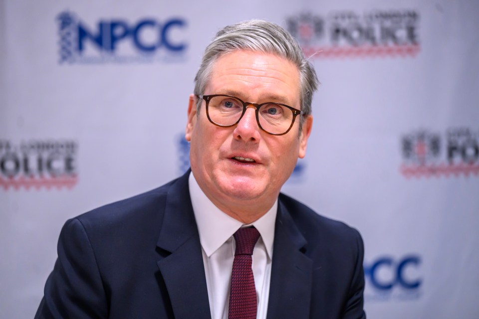 Prime Minister Keir Starmer speaking at a police station.