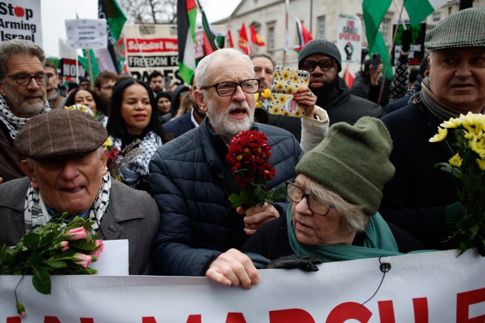 Jeremy Corbyn at a pro-Palestinian protest in London.