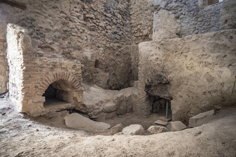 Ancient Roman furnace ruins in Pompeii.