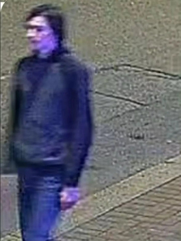 Surveillance image of a man wanted for questioning.