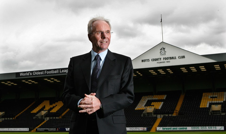 Sven Goran Eriksson at a Notts County press conference.