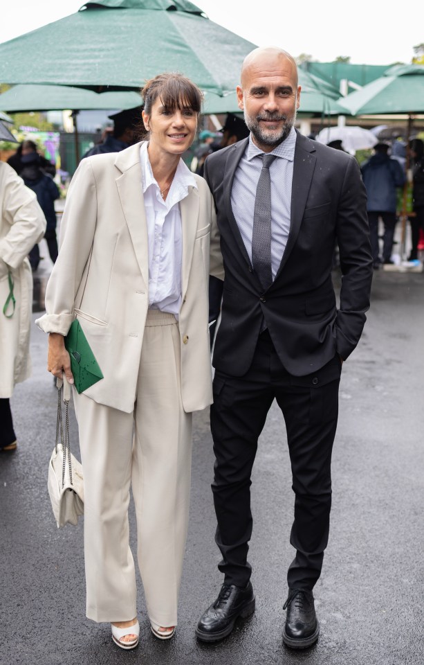 Pep Guardiola with his wife Cristina Serra at Wimbledon.