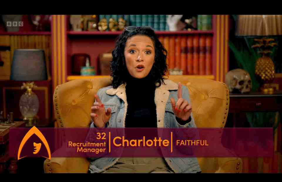 Charlotte, a 32-year-old recruitment manager, identified as a faithful player on BBC's The Traitors.