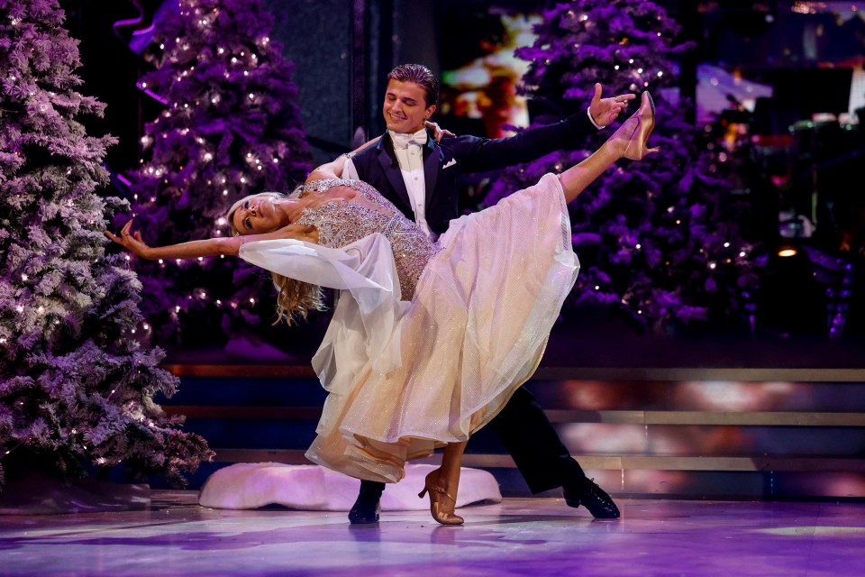 Tamzin Outhwaite and Nikita Kuzmin dancing in the Strictly Come Dancing Christmas Special.