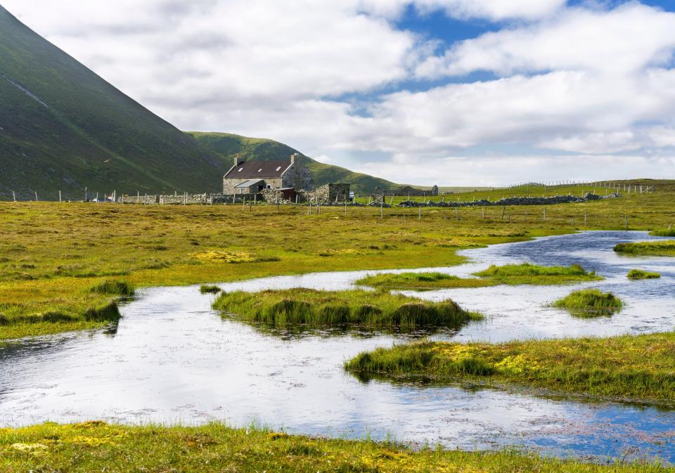 Stone house on Foula Island, Shetland.