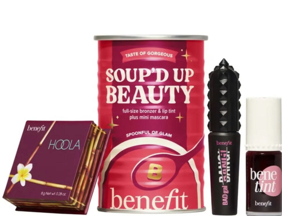 Benefit’s bronzer, tint and mascara in this Soup’d Up gift set are down from £46 to £23