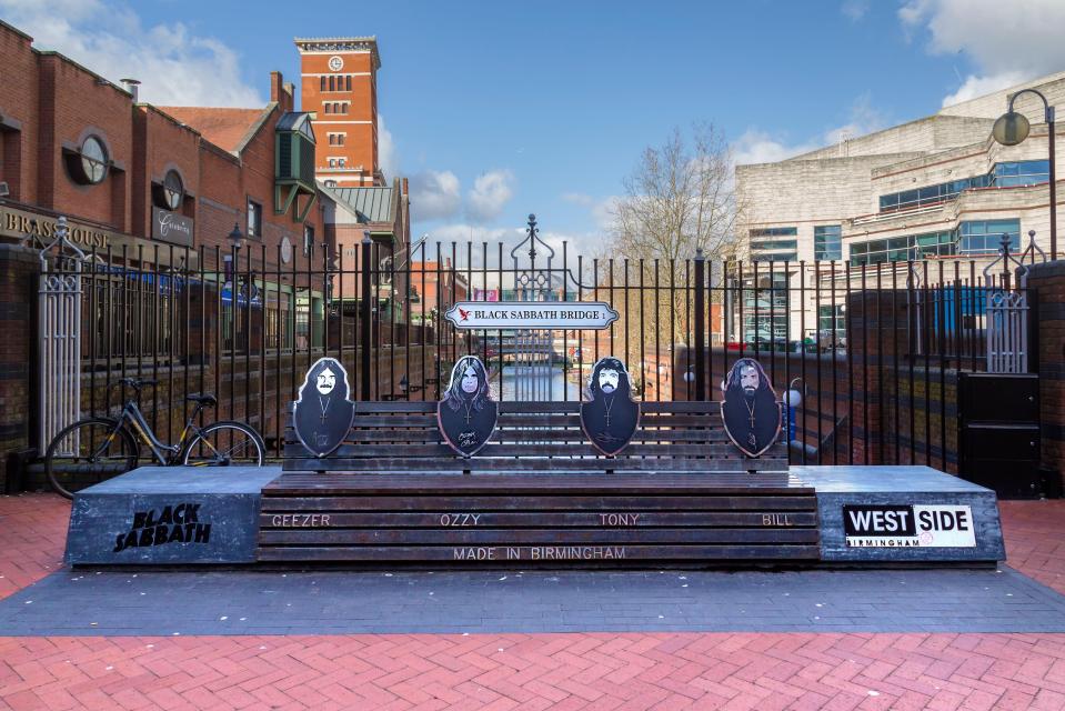 Black Sabbath bench in Birmingham, England.