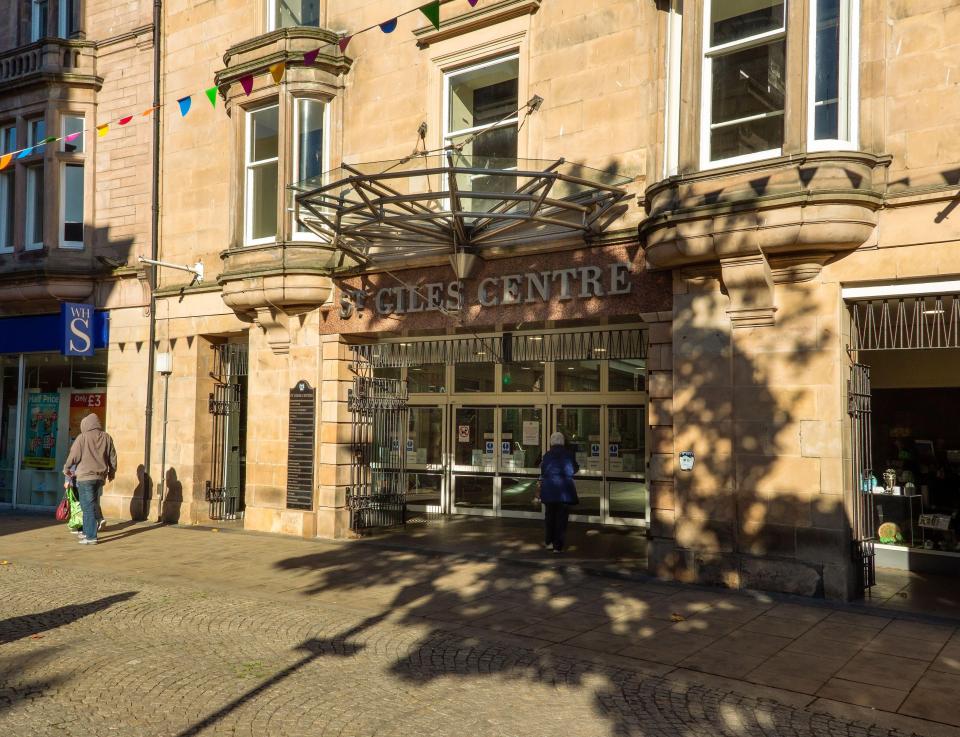 Entrance to the St Giles Centre shopping center.