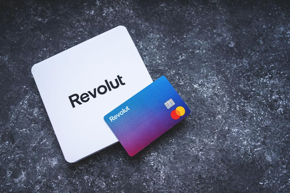 Revolut bank card and packaging.