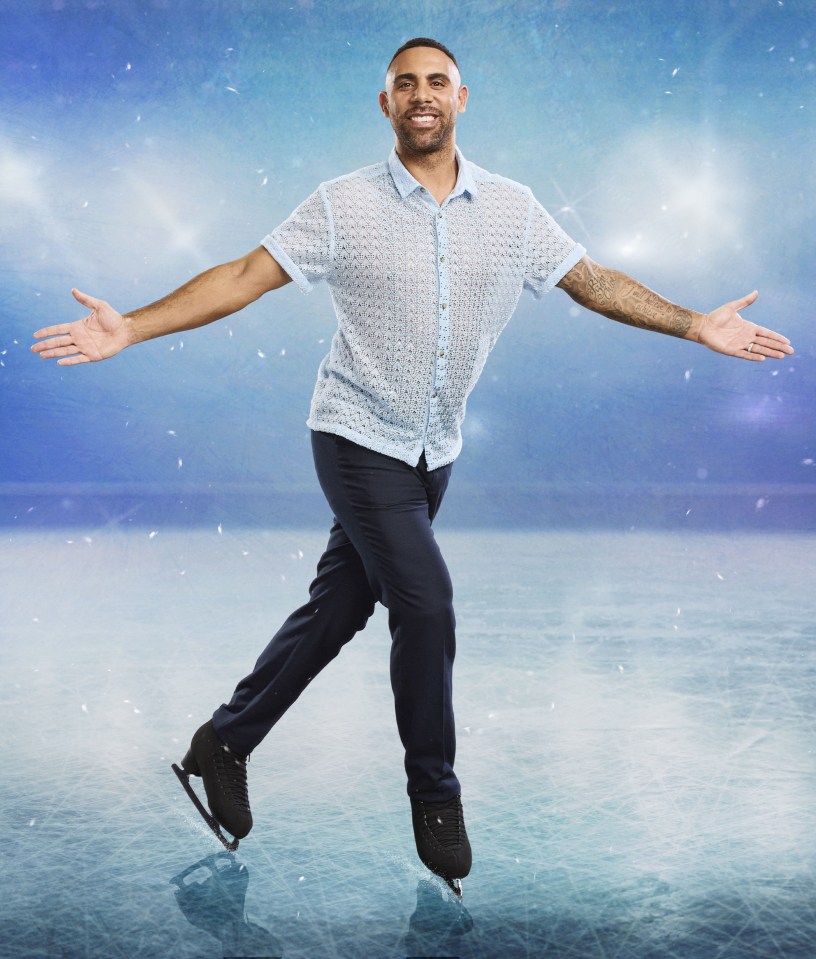 Anton Ferdinand ice skating on Dancing on Ice.