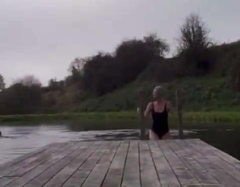 She took the plunge into freezing cold water