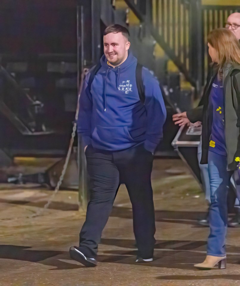 Luke Littler left the Ally Pally in a blue hoody