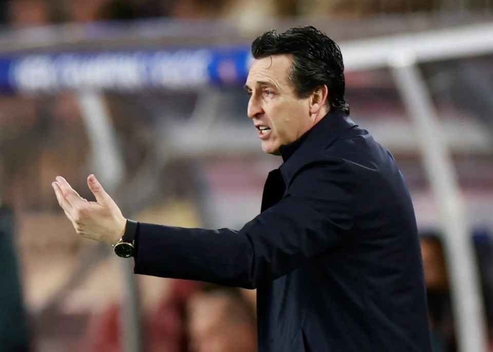 Unai Emery, Aston Villa manager, reacting during a match.