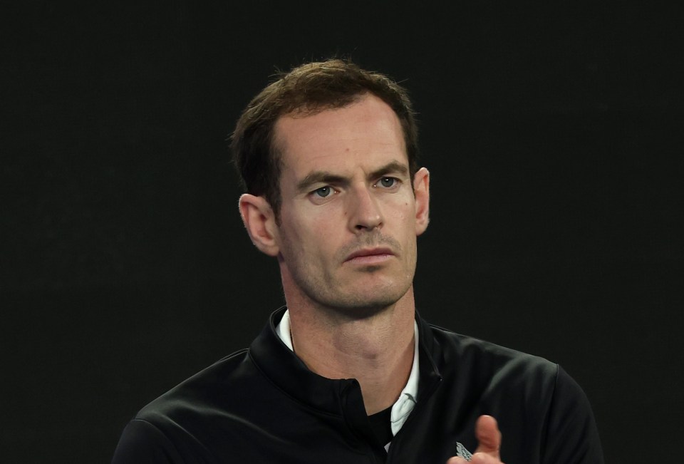 Andy Murray, coach of Novak Djokovic, clapping.