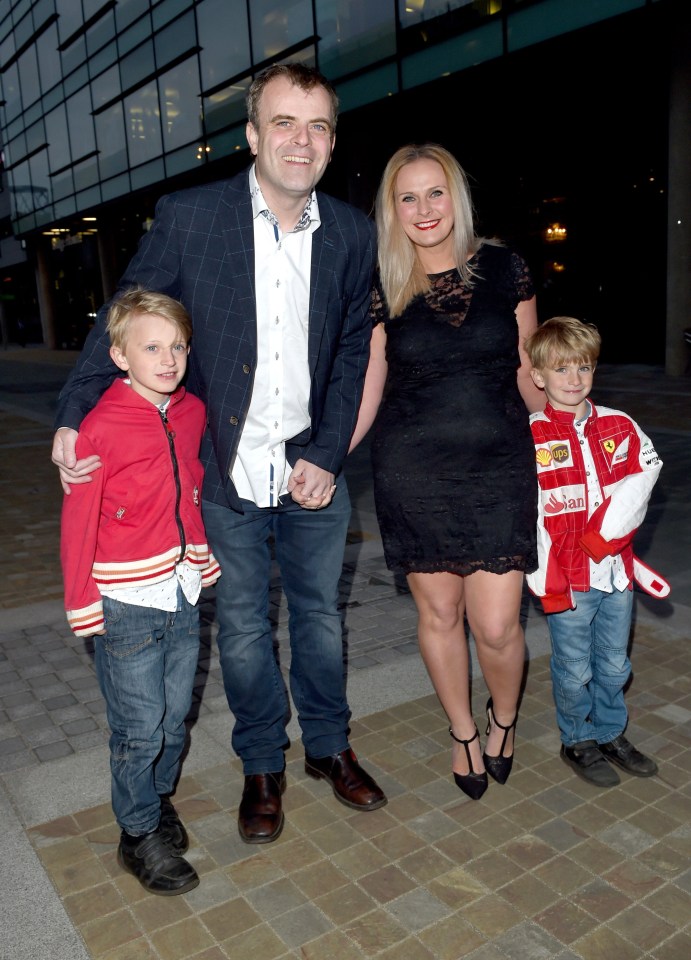 Kym Marsh and her family at her joint birthday party with her son.