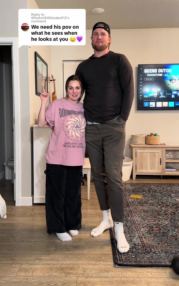 The couple have a staggering height difference of a whopping 20 inces