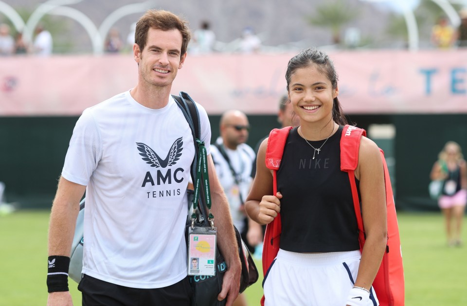 Andy Murray and Emma Raducanu at the BNP Paribas Open.